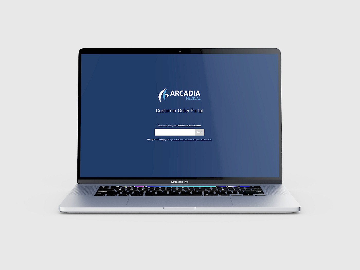 Arcadia Portal Webpage in laptop view